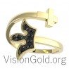 New Solid Gold or Silver 925 Celebrity Style Cross Ring With Cubic Zircons Religious Jewelry 0311