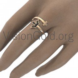 Modern Easy Wear Damenring Kreuz mit Zirkonsteinen 0311