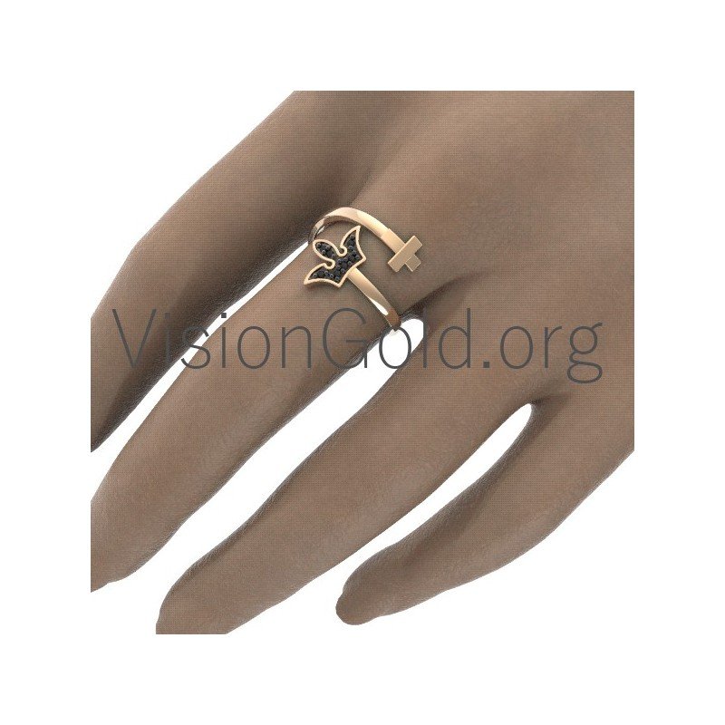 Anillo cruzado de mujer de moda con piedras de circón 0311