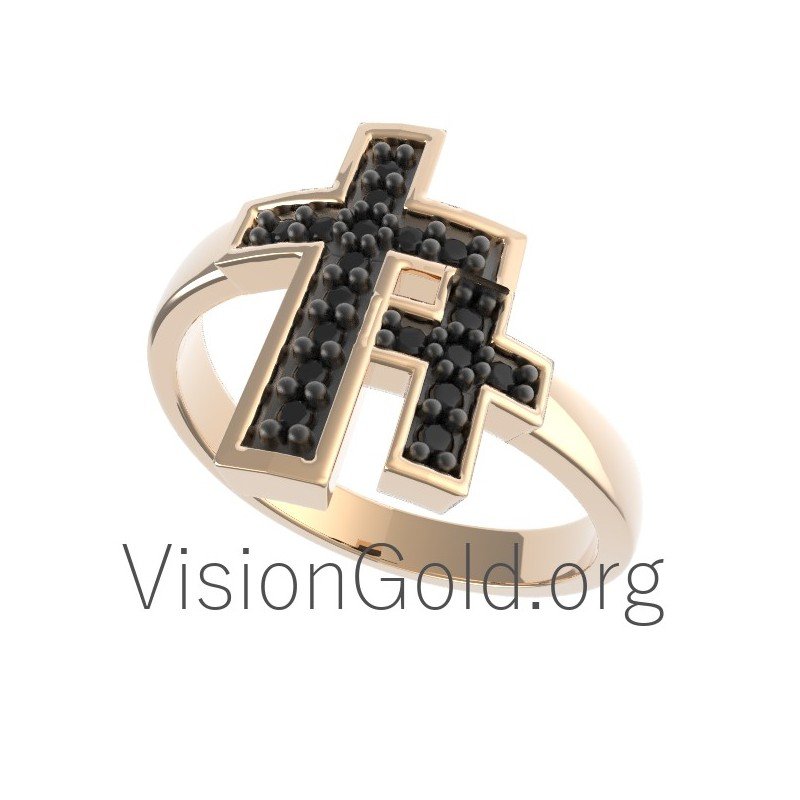 Fashion Charm Womens Double Cross Ring Sterling Silver Thin