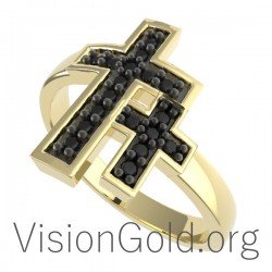 Fashion Charm Womens Double Cross Ring Sterling Silver Thin