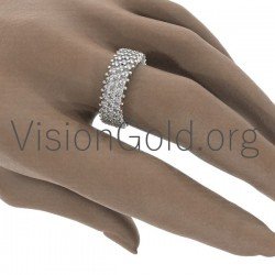 Fashion 925 Sterling 3 Row Zircon Crown Finger Ring Classic