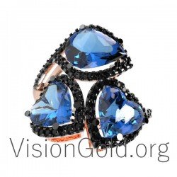 Μοναδικό  γυναικείο δαχτυλίδι με ζαφείρια 0118