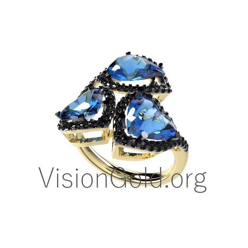 Unique womens ring with sapphires 0118