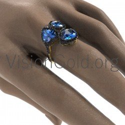 Unique womens ring with sapphires 0118