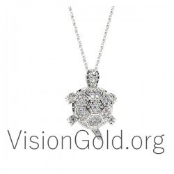 Gold turtle necklace with diamonds Br0152