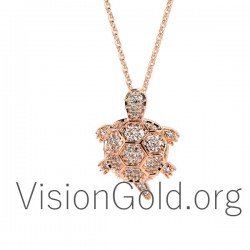 Gold turtle necklace with diamonds Br0152