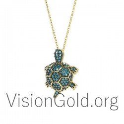Χρυσο κολιε χελωνα με διαμαντια Br0152