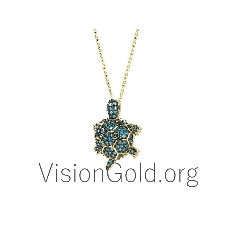 Gold turtle necklace with diamonds Br0152