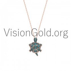 Gold turtle necklace with diamonds Br0152