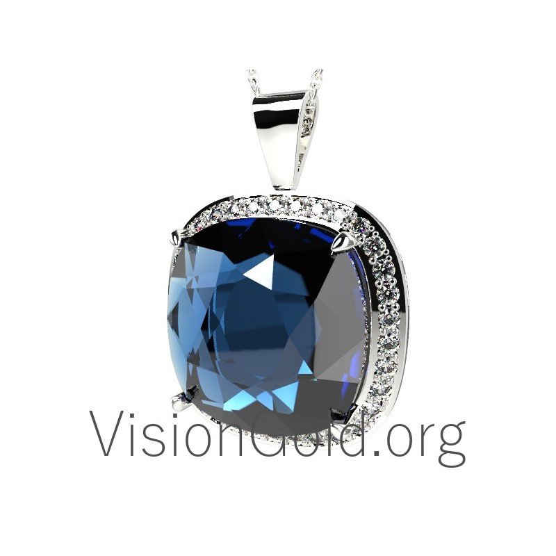 Κρεμαστο κολιε 14 καρατιων με Blue topaz 0130