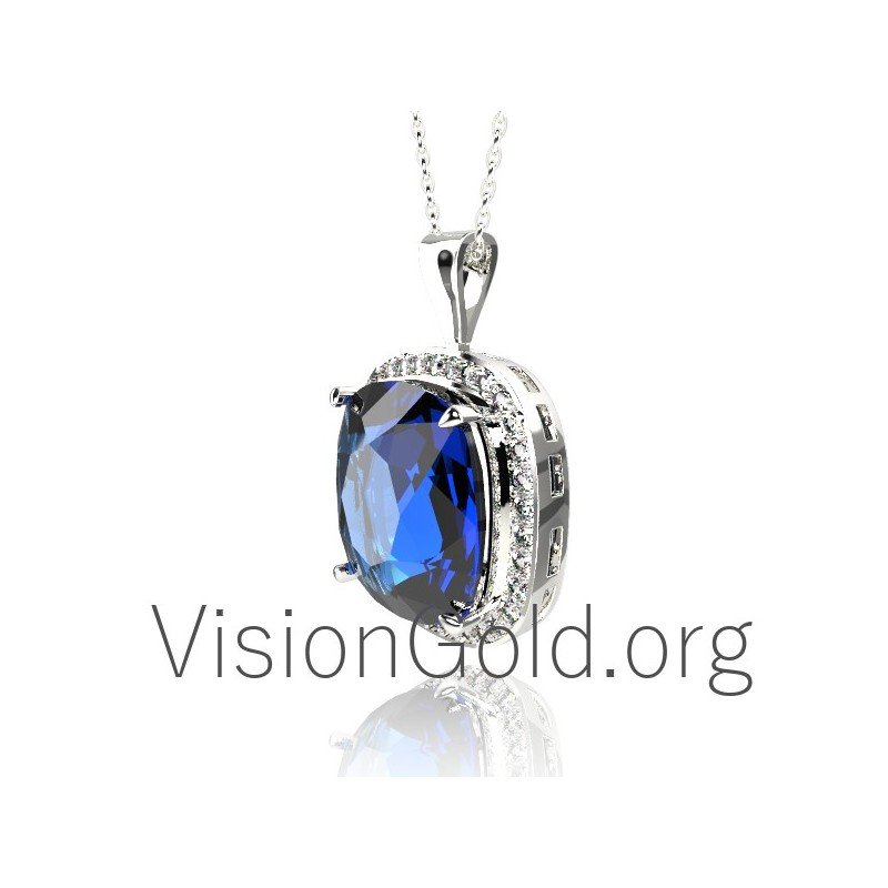 14K  Gold Swiss Blue Topaz Drop Pendant 0130