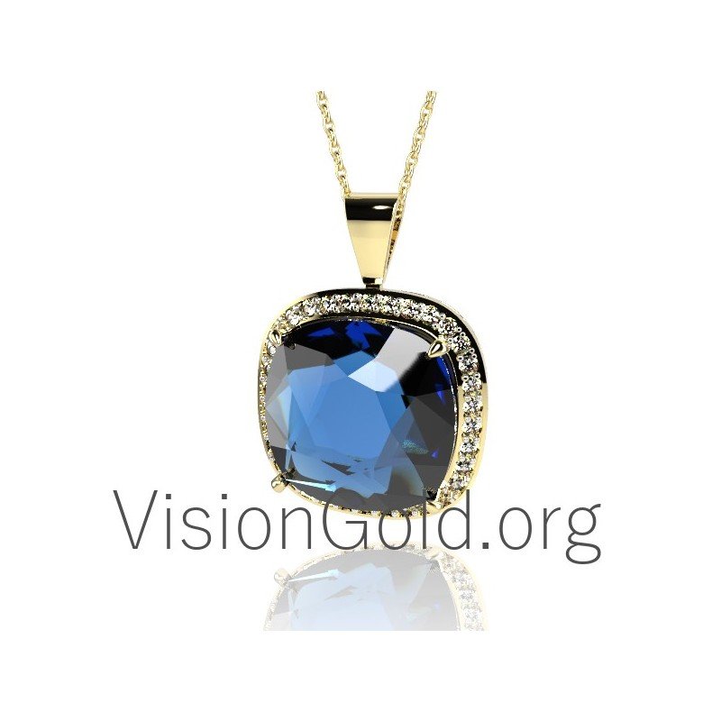 Κρεμαστο κολιε 14 καρατιων με Blue topaz 0130