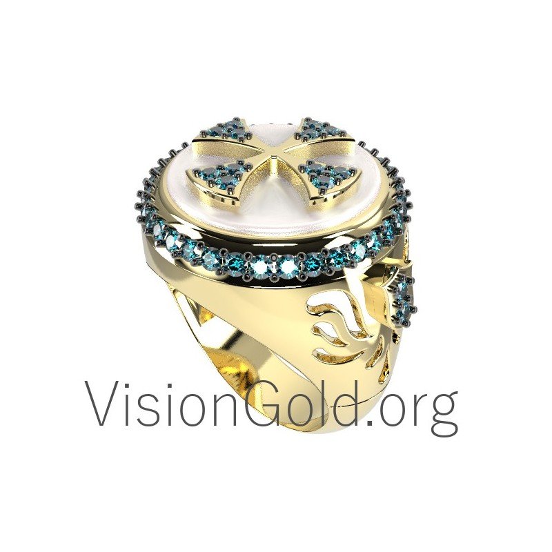 Womens Chevalier Ring-Silver n Gold Rings 0561