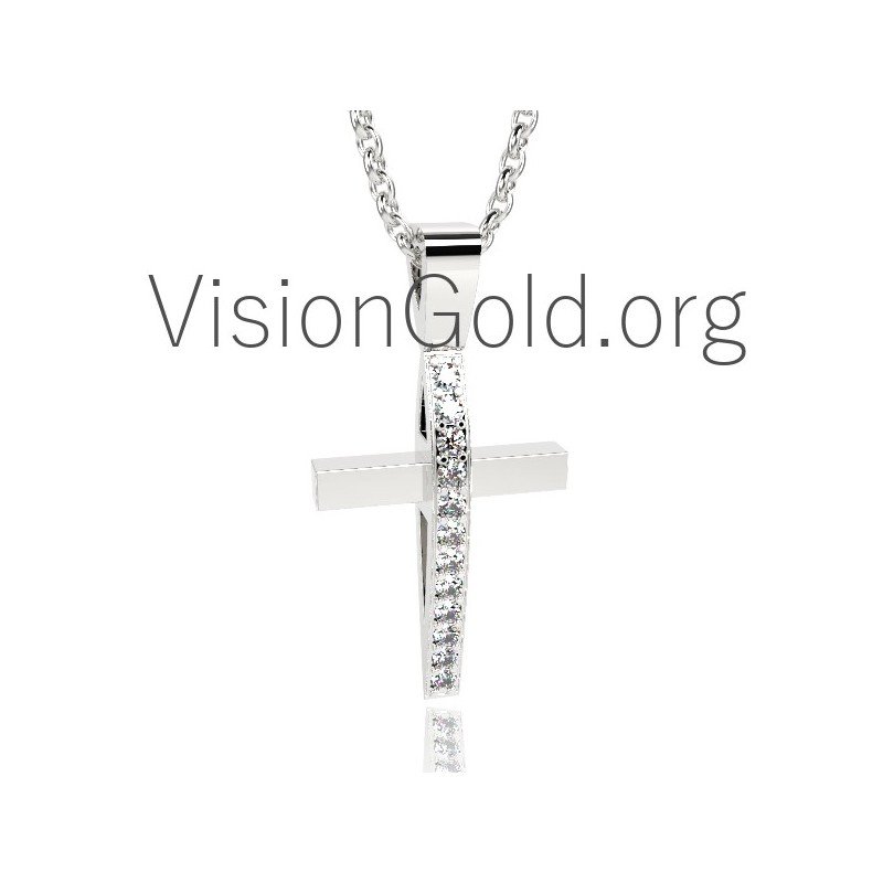 Βαπτιστικος Σταυρος Με Διαμαντια 0077