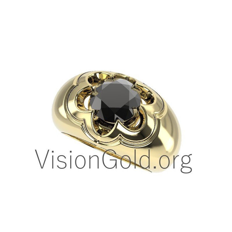 Anillo de hombre moderno con piedra negra 0060