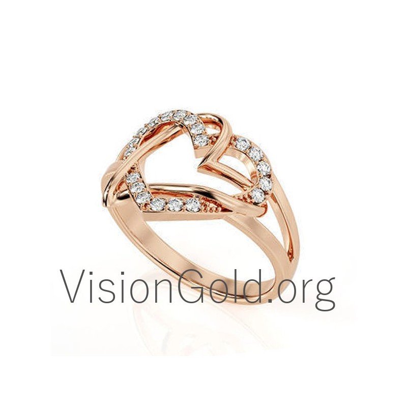 Unusual Gold Heart Ring 0581