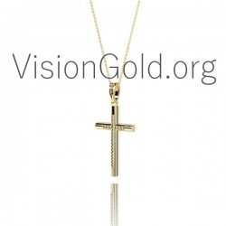 Λευκοχρυσος Βαπτιστικος Σταυρος Με Διαμαντια Μπριγιαν 0078