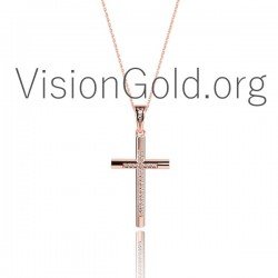 Λευκοχρυσος Βαπτιστικος Σταυρος Με Διαμαντια Μπριγιαν 0078