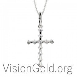 Минимальный женский крест с бриллиантами 0079