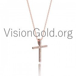 Handcrafted  Woman's Cross With Diamond  0083