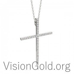 Стильный женский крест с бриллиантами 0084
