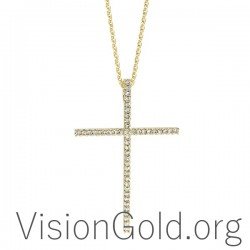 Стильный женский крест с бриллиантами 0084