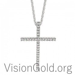 Modern Women's Cross With Diamonds 0085