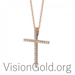 Einfaches Frauenkreuz mit Diamanten 0085