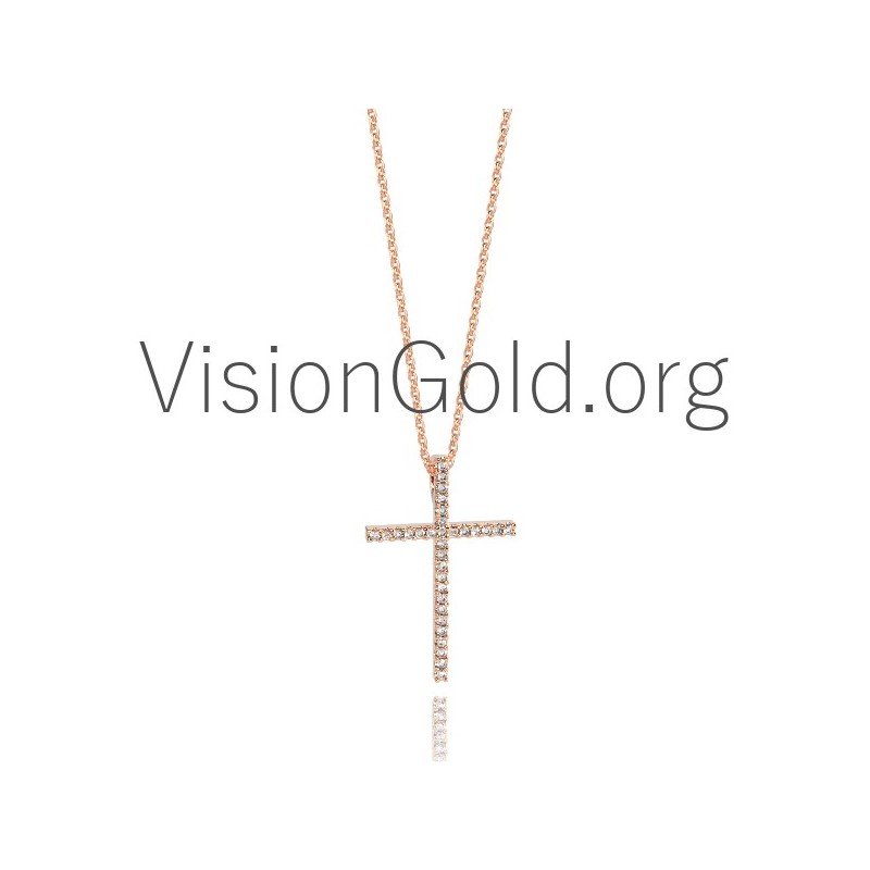 Modern Women's Cross With Diamonds 0085