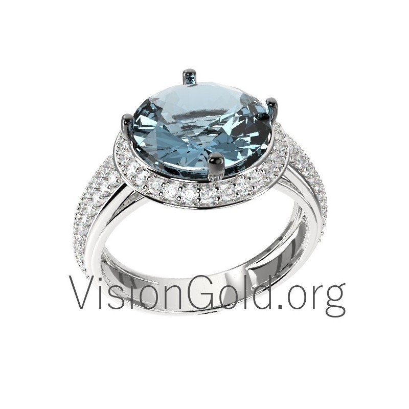 Γυναικειο Δαχτυλιδι Aquamarine 18Κ Με Διαμαντια 0566