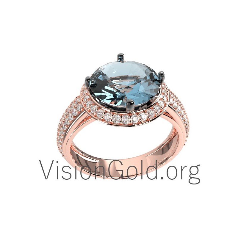 Women's Aquamarine Diamond Ring 0566