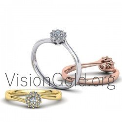 Anillo Llama Rosetón Con Diamantes Brillantes 0586