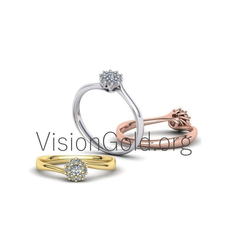 Anillo Llama Rosetón Con Diamantes Brillantes 0586