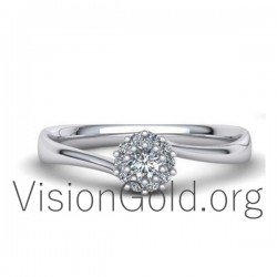 Anillo Llama Rosetón Con Diamantes Brillantes 0586