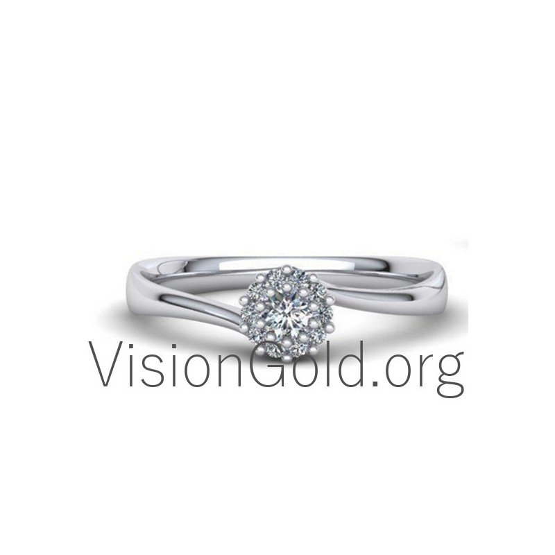 Anillo Llama Rosetón Con Diamantes Brillantes 0586