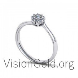 Anillo Llama Rosetón Con Diamantes Brillantes 0586