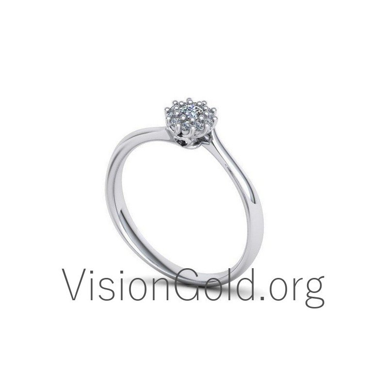 Anillo Llama Rosetón Con Diamantes Brillantes 0586