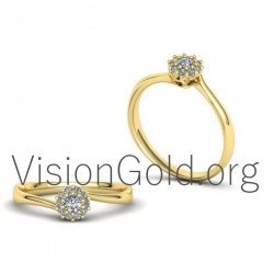 Anillo Llama Rosetón Con Diamantes Brillantes 0586