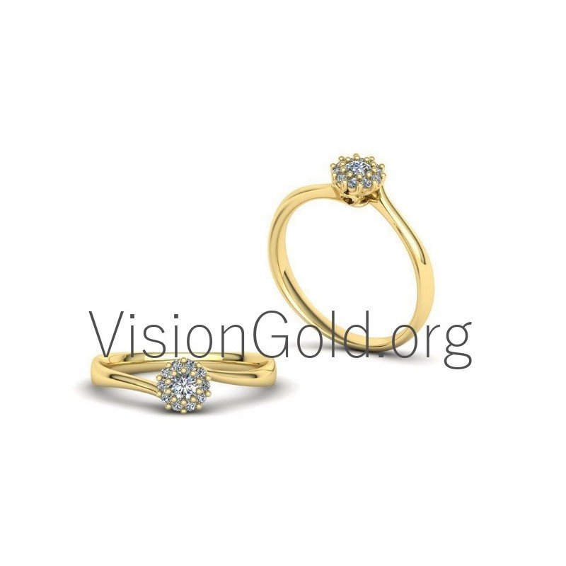 Anillo Llama Rosetón Con Diamantes Brillantes 0586