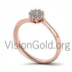 Anillo Llama Rosetón Con Diamantes Brillantes 0586