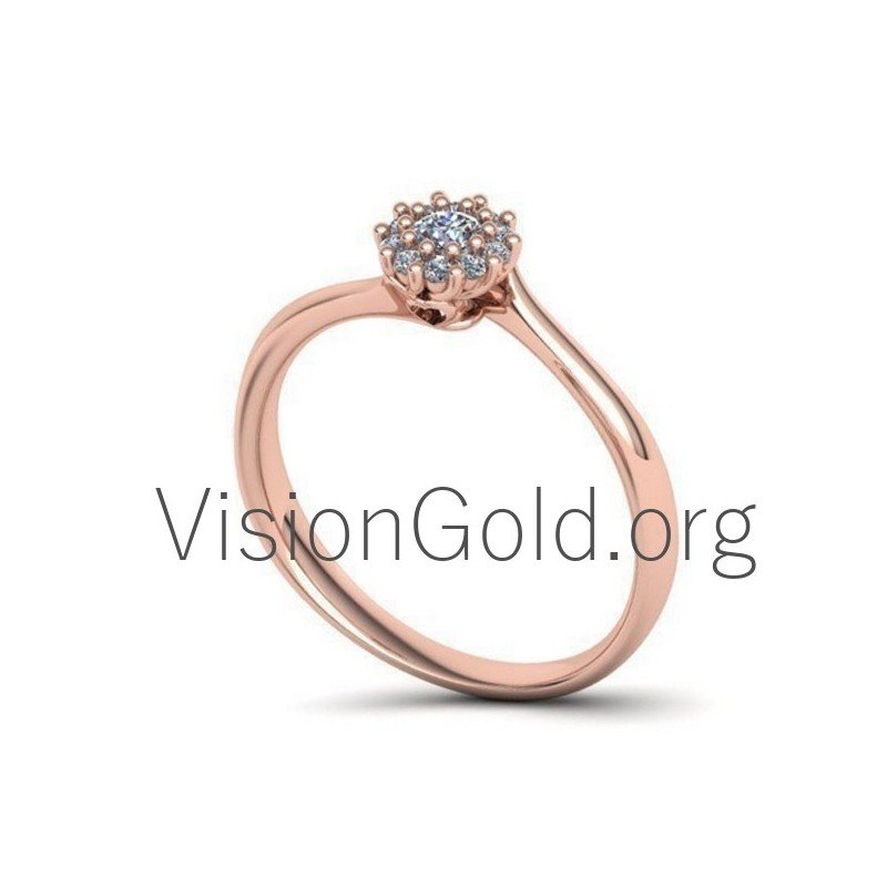 Anillo Llama Rosetón Con Diamantes Brillantes 0586