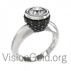 Mode Mono Stein Ring mit Zirkon Steinen 0565