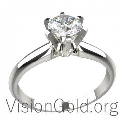 Classic Four Prong Solitaire Engagement Ring in 18k With Diamond 0001