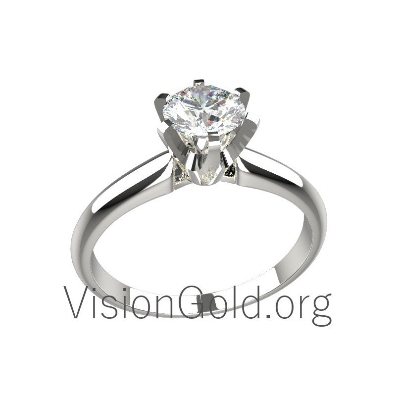 Classic Four Prong Solitaire Engagement Ring in 18k With Diamond 0001