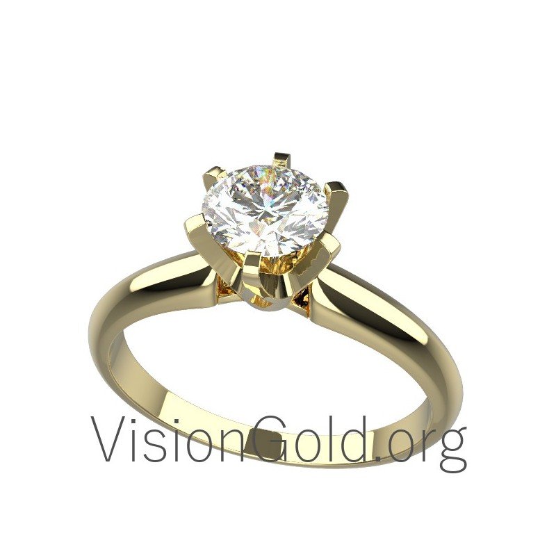 Solitärring aus 18k Gold mit Diamant 0001