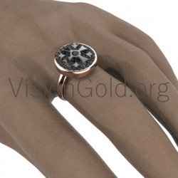 Женское кольцо ручной работы с цирконом 0589