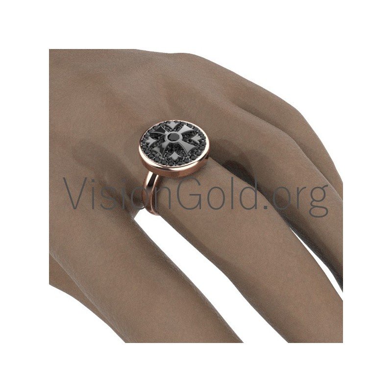Женское кольцо ручной работы с цирконом 0589