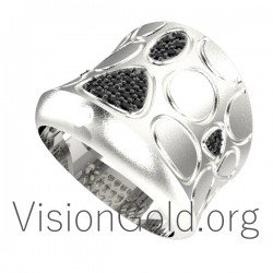 Anillo Moda Plata Grande Con Circonitas 0590