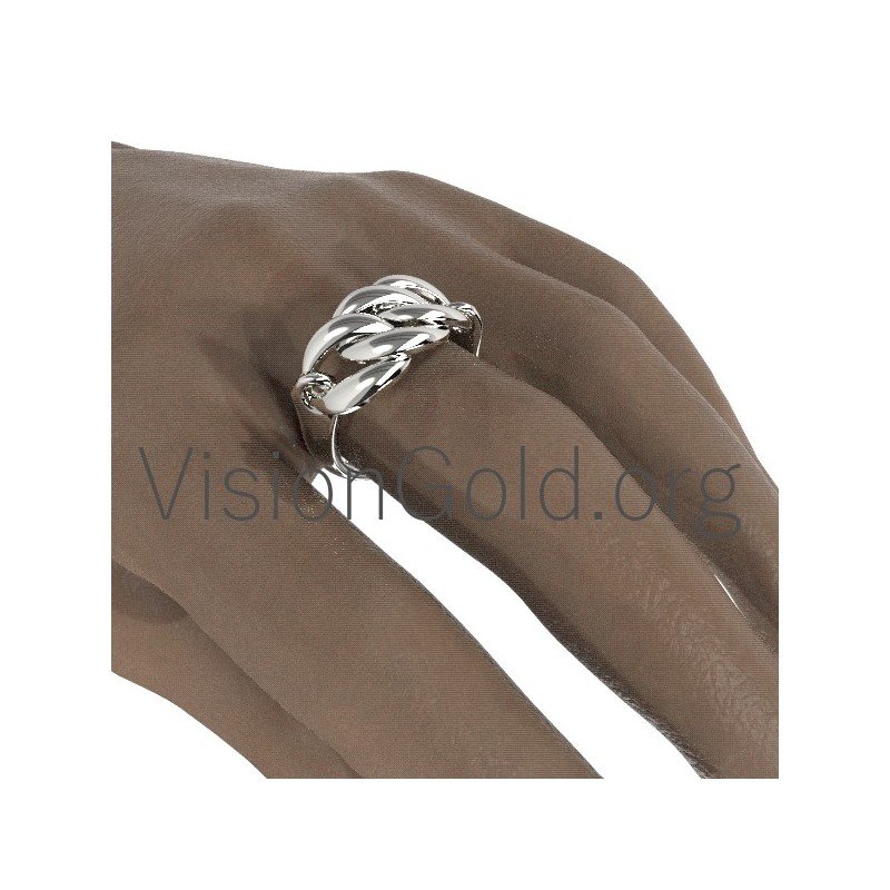 Unique Handmade Sterling Silver 925 Chain Ring 0591